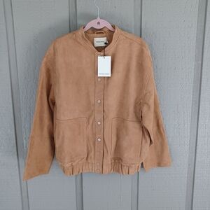 The New Society Hydra Leather Bomber Jacket Size M Women Long Sleeve Snap Button